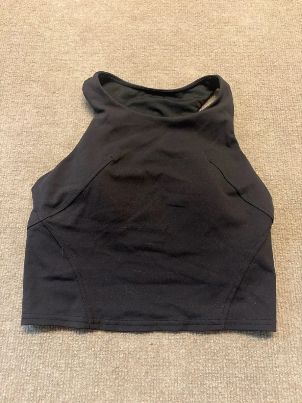 Lululemon Black High Neck Sports Bra Crop Tank Size 4 Athletic Yoga 0819